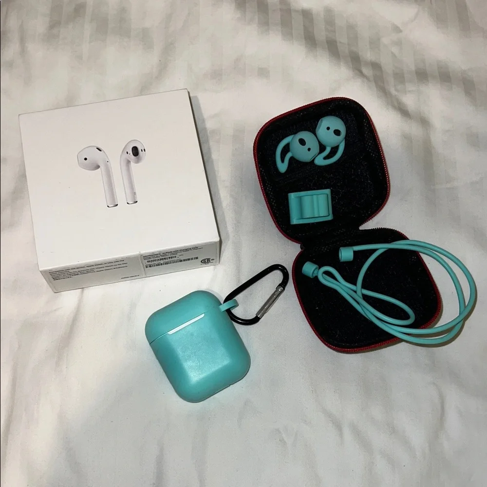 Apple Wireless AirPods 2 with Aqua Case